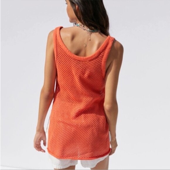 Urban Outfitters | BDG Tybee Mesh Sweater Tank Top Tangerine Orange Swim Cover S - Picture 9 of 13